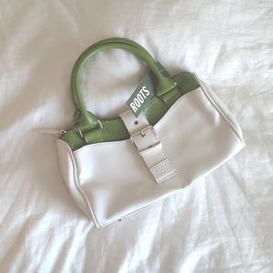 NWT Roots Green & White Cute Handbag New Never Used